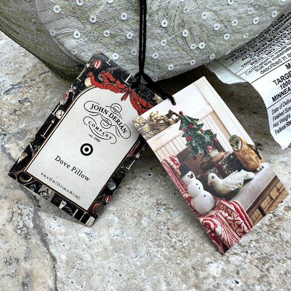 John Derian for Target Dove Decorative Pillow Beaded Embroidered Bird 6x15 NWT - Picture 8 of 10